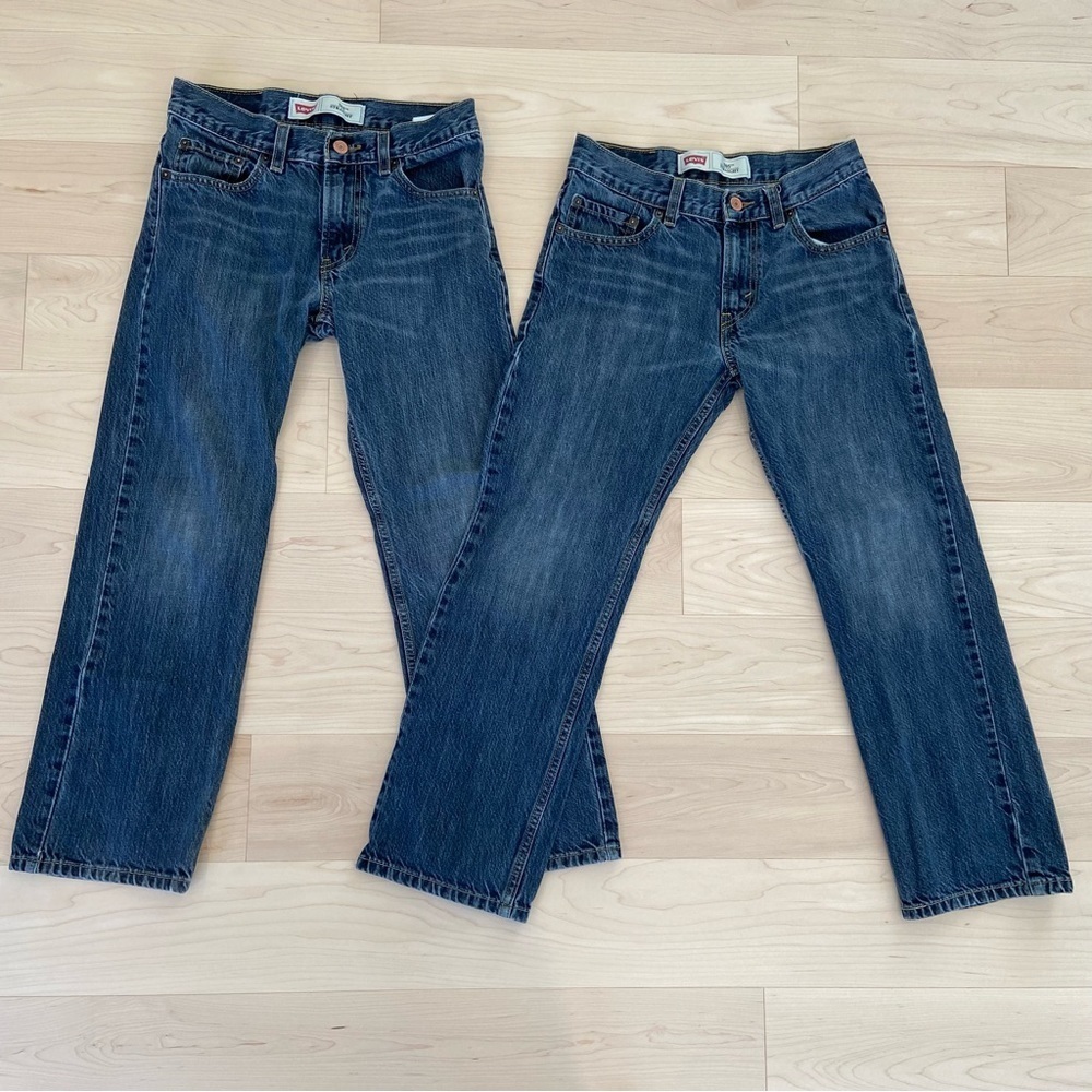 Levis men bundle 2 jeans 505 straight leg stretch blue denim size 27/youth 14 - Picture 11 of 11